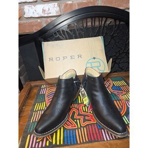 Roper Sofia Black Western Ankle Boots Womens 10 Snip Toe Side Zip NIB